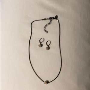 Lia Sophia Black, Gold & Crystal Necklace/Earrings